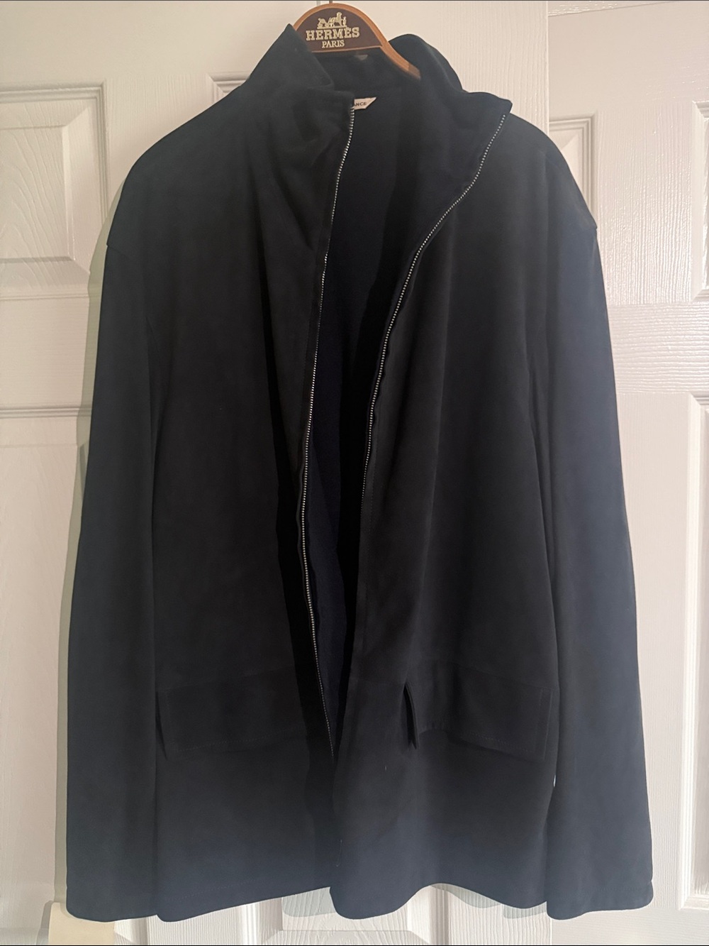 Hermes Black Suede Zip Jacket